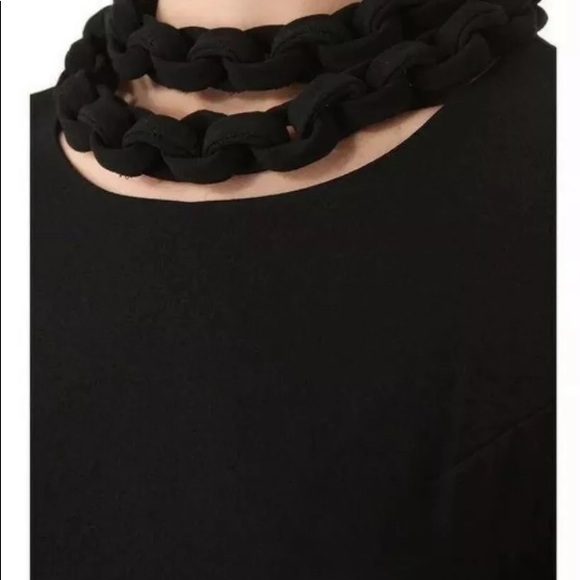 SOLD black crepe dress ornate collar by Diane Von Furstenburg sz XS 2 - Picture 12 of 14